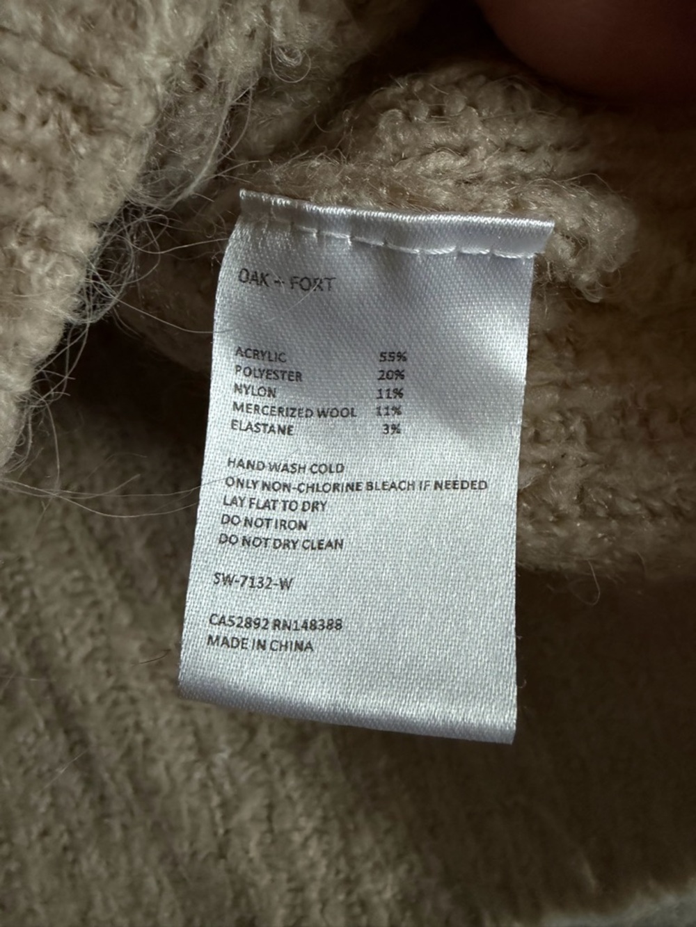 OAK + FORT Ribbed Crewneck Sweater in Beige - Picture 6 of 7